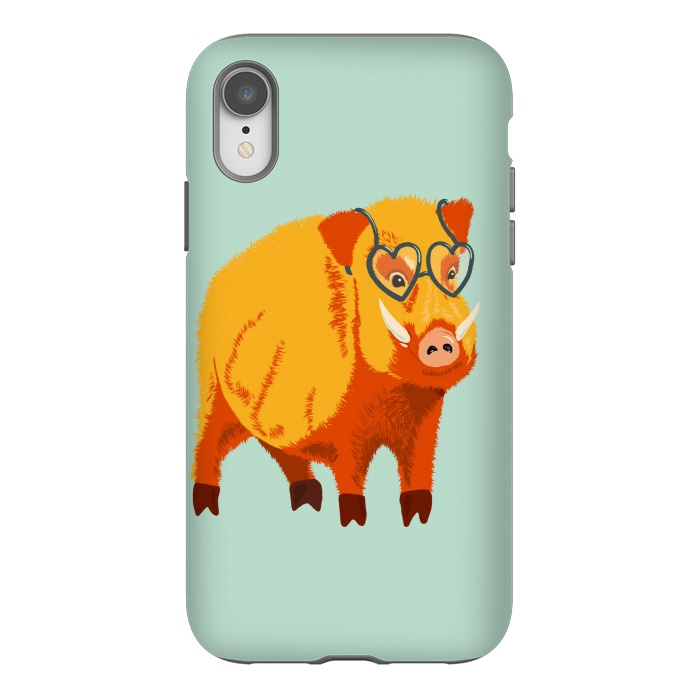 iPhone Xr StrongFit Cute Boar Pig With Glasses  by Boriana Giormova