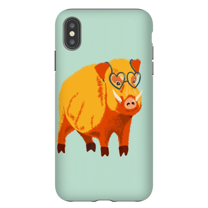 iPhone Xs Max StrongFit Cute Boar Pig With Glasses  by Boriana Giormova