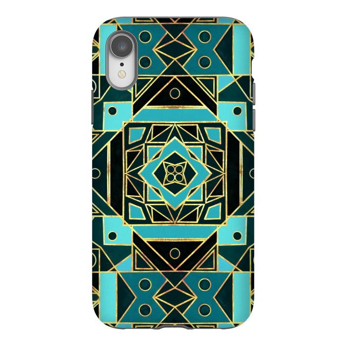 iPhone Xr StrongFit Gold & Teal Art Deco  by Tigatiga