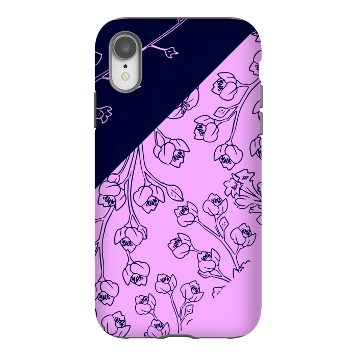 iPhone Xr StrongFit PINK BLUE FLORAL PATTERN by MALLIKA