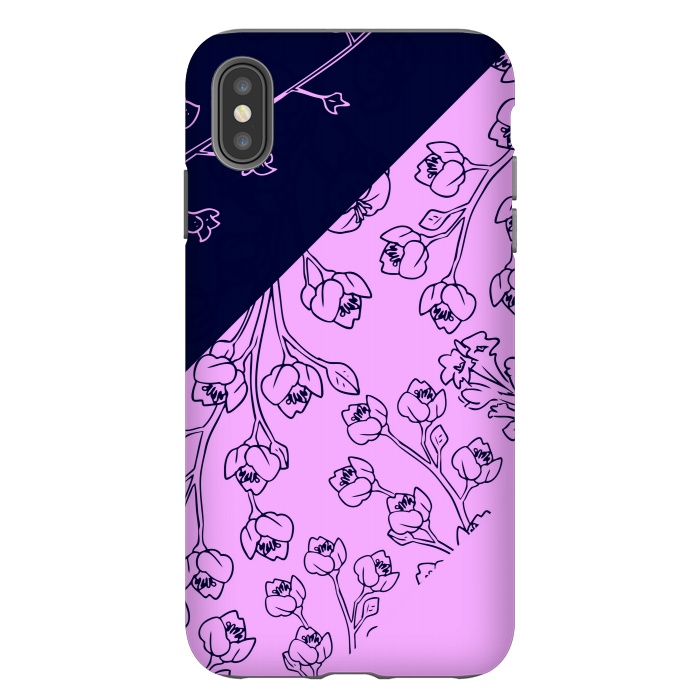iPhone Xs Max StrongFit PINK BLUE FLORAL PATTERN by MALLIKA