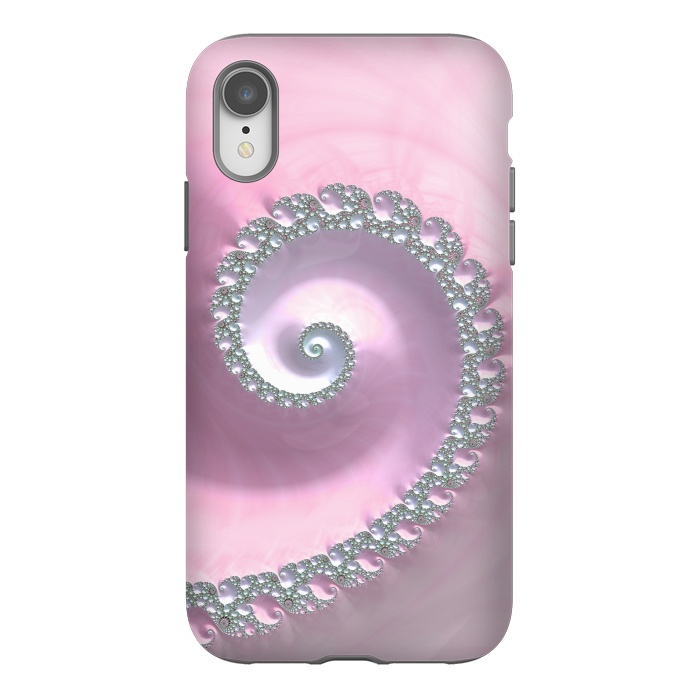 iPhone Xr StrongFit Pink Pastel Fractal Swirl by Andrea Haase