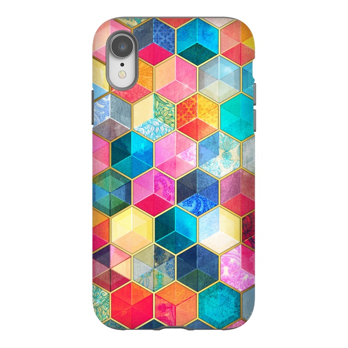 iPhone Xr StrongFit Crystal Bohemian Honeycomb Cubes by Micklyn Le Feuvre