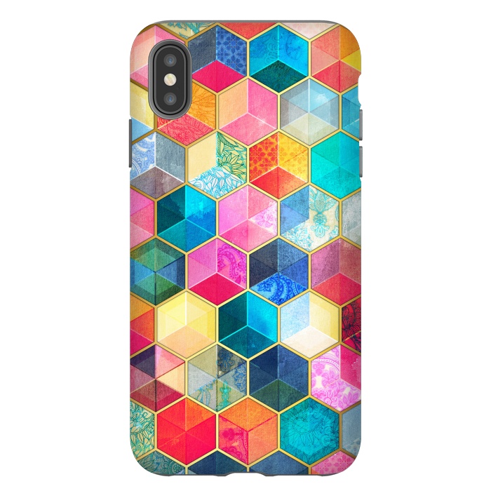 iPhone Xs Max StrongFit Crystal Bohemian Honeycomb Cubes by Micklyn Le Feuvre