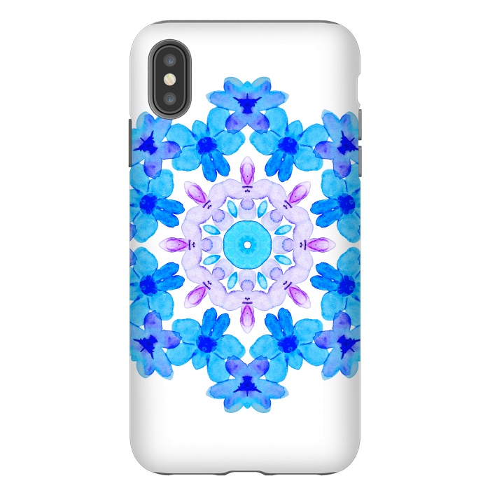 iPhone Xs Max StrongFit Flower Mandala Violet Blue Watercolor Floral Art by Boriana Giormova