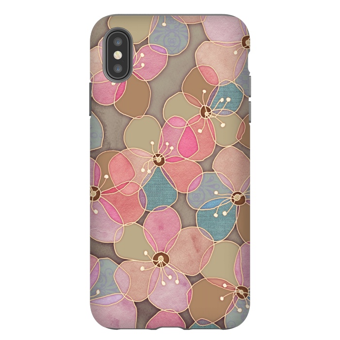 iPhone Xs Max StrongFit Simple Floral in Soft Neutrals and Pink by Micklyn Le Feuvre