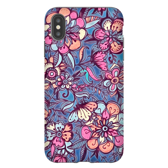 iPhone Xs Max StrongFit Sweet Spring Floral - soft indigo & candy pastels by Micklyn Le Feuvre