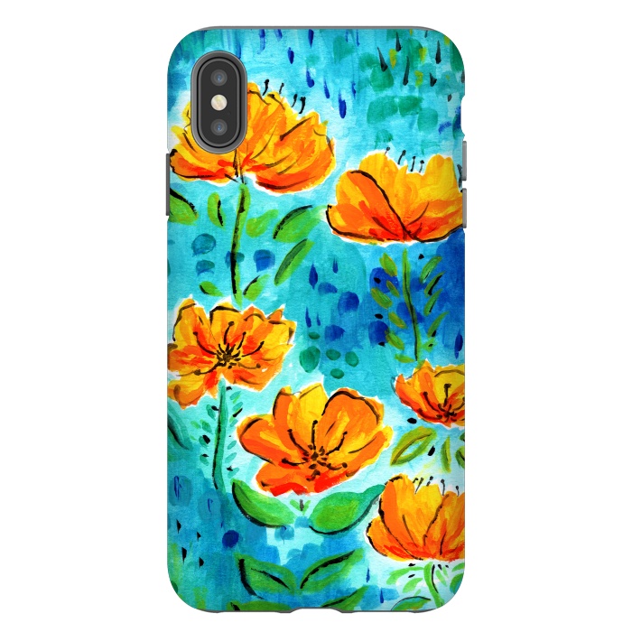iPhone Xs Max StrongFit Abstract Orange Poppies by Tigatiga