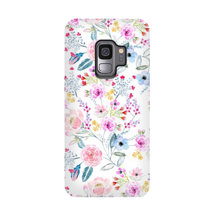 Galaxy S9 StrongFit Vintage floral Watercolor hand paint design by InovArts