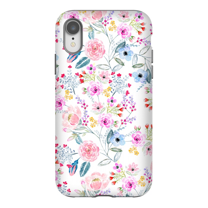 iPhone Xr StrongFit Vintage floral Watercolor hand paint design by InovArts