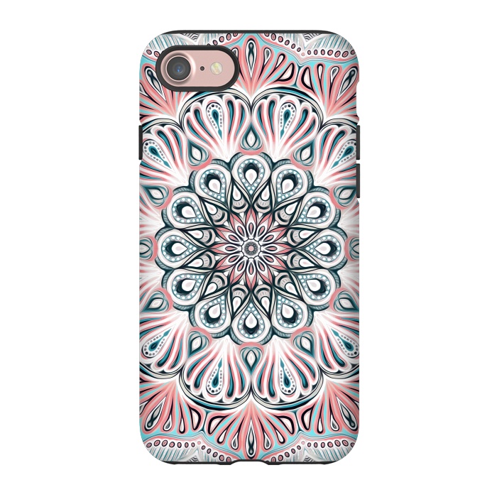 iPhone 7 StrongFit Expansion - boho mandala in soft salmon pink & blue by Micklyn Le Feuvre