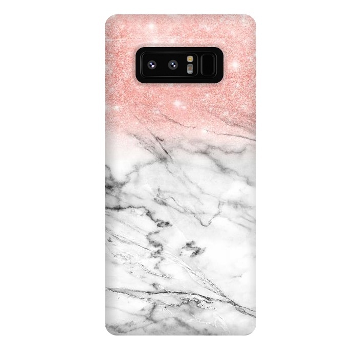 Galaxy Note 8 StrongFit Rose Gold Glitter on Marble by  Utart