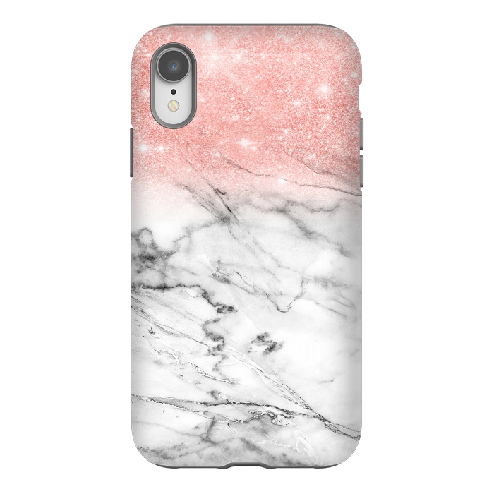 iPhone Xr StrongFit Rose Gold Glitter on Marble by  Utart