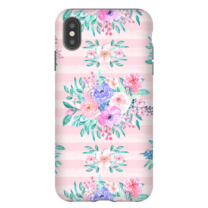 iPhone Xs Max StrongFit Beautiful watercolor garden floral paint by InovArts