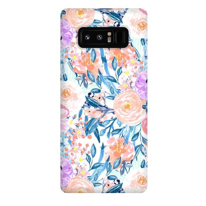 Galaxy Note 8 StrongFit Modern watercolor garden floral paint by InovArts