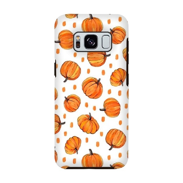 Galaxy S8 StrongFit Little Gouache Pumpkins with Dots on White by Micklyn Le Feuvre