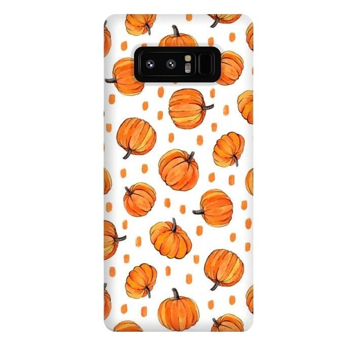 Galaxy Note 8 StrongFit Little Gouache Pumpkins with Dots on White by Micklyn Le Feuvre
