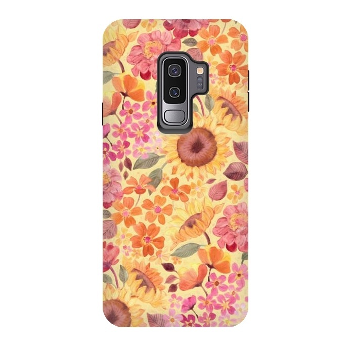 Galaxy S9 plus StrongFit Happy Boho Autumn Floral  by Micklyn Le Feuvre