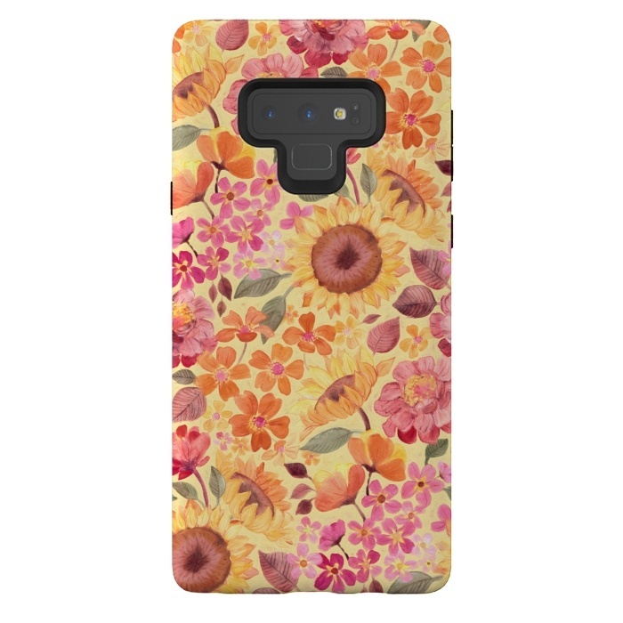 Galaxy Note 9 StrongFit Happy Boho Autumn Floral  by Micklyn Le Feuvre