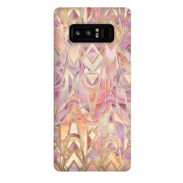 Galaxy Note 8 StrongFit Autumn Peach and Amethyst Art Deco Pattern by Micklyn Le Feuvre