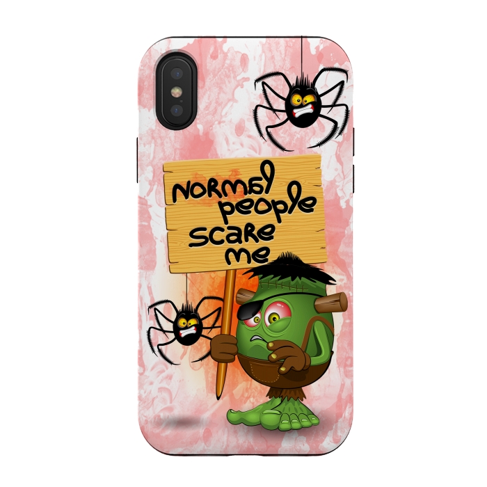 iPhone Xs / X StrongFit 'Normal People Scare Me' Humorous Frankenstein Character   by BluedarkArt