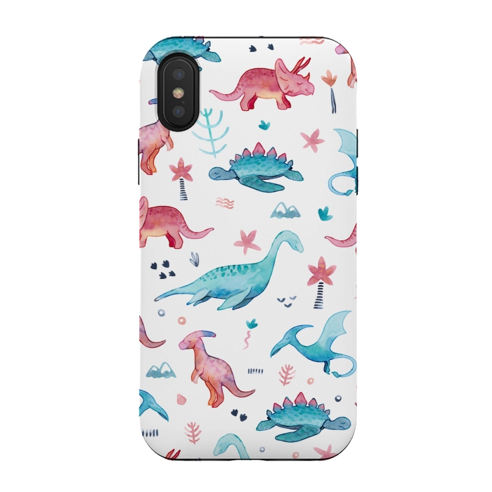 iPhone Xs / X StrongFit Dinosaurs Love by gingerlique