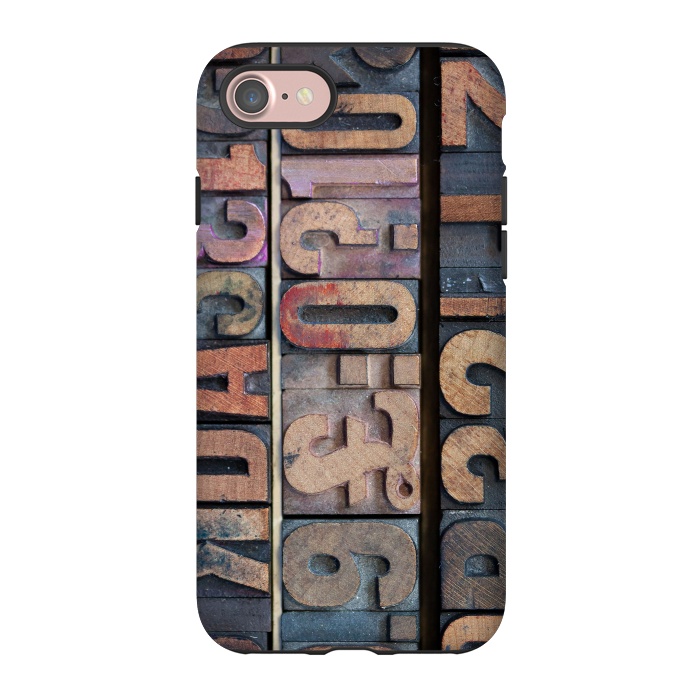 iPhone 7 StrongFit Old Wooden Print Blocks by Andrea Haase