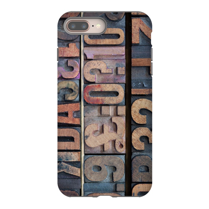 iPhone 7 plus StrongFit Old Wooden Print Blocks by Andrea Haase