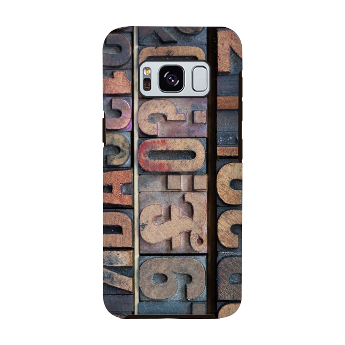 Galaxy S8 StrongFit Old Wooden Print Blocks by Andrea Haase