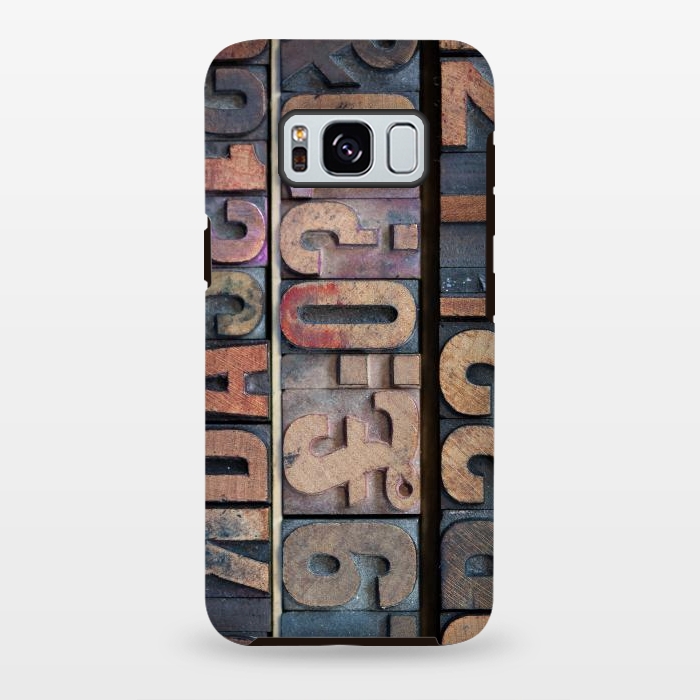 Galaxy S8 plus StrongFit Old Wooden Print Blocks by Andrea Haase