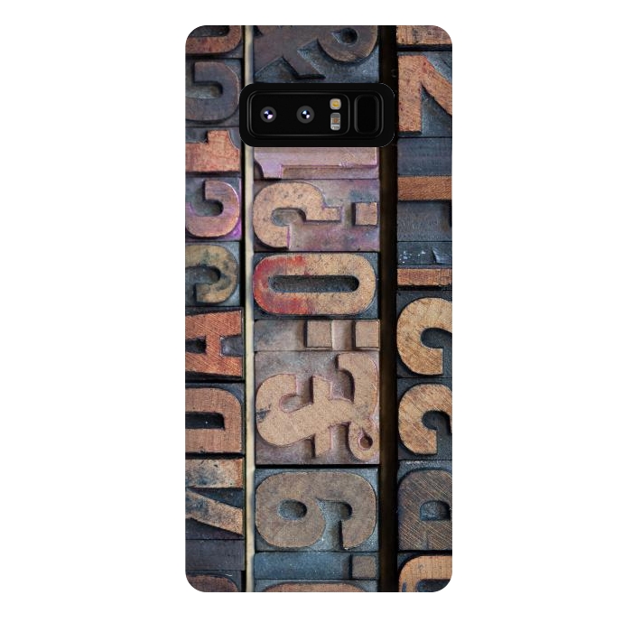 Galaxy Note 8 StrongFit Old Wooden Print Blocks by Andrea Haase