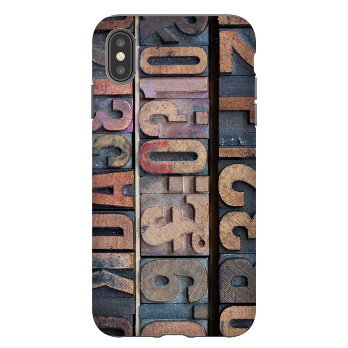 iPhone Xs Max StrongFit Old Wooden Print Blocks by Andrea Haase
