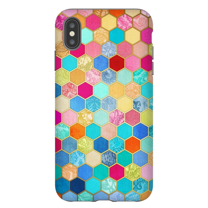iPhone Xs Max StrongFit Patterned Honeycomb Patchwork in Jewel Colors by Micklyn Le Feuvre