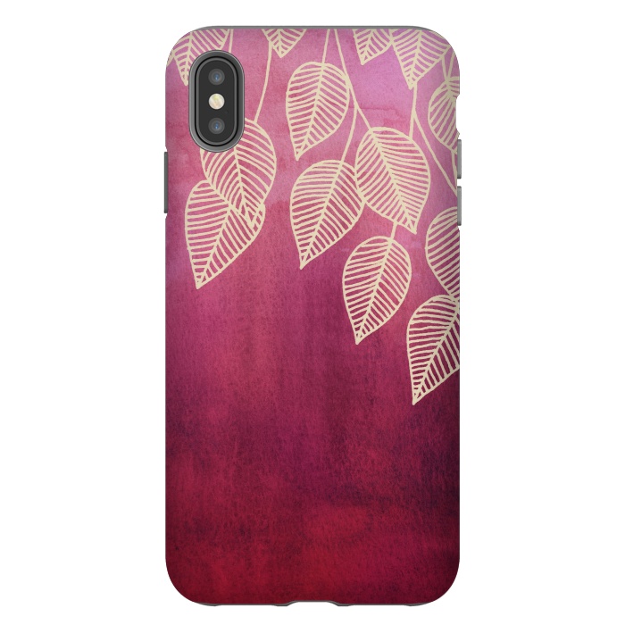 iPhone Xs Max StrongFit Magenta Garden in watercolor and ink by Micklyn Le Feuvre
