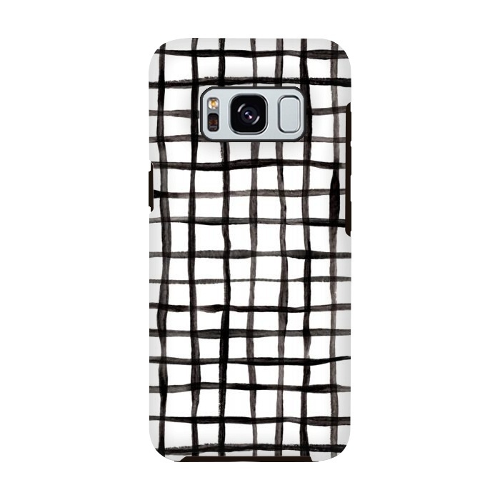 Galaxy S8 StrongFit Modern Graphic Black and White Hand Painted Grid by Micklyn Le Feuvre