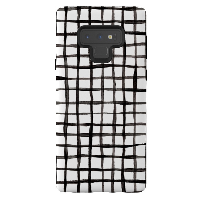 Galaxy Note 9 StrongFit Modern Graphic Black and White Hand Painted Grid by Micklyn Le Feuvre