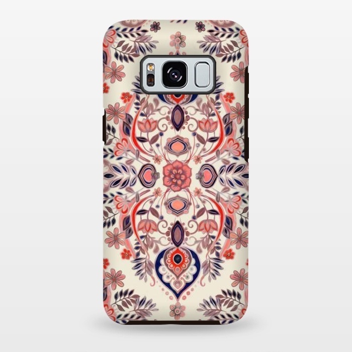 Galaxy S8 plus StrongFit Modern Folk in Coral Red and Indigo by Micklyn Le Feuvre