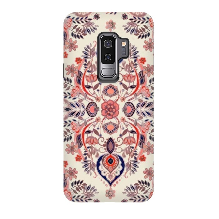 Galaxy S9 plus StrongFit Modern Folk in Coral Red and Indigo by Micklyn Le Feuvre