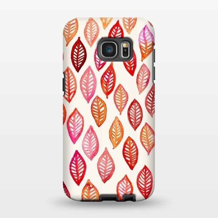Galaxy S7 EDGE StrongFit Watercolor Leaf Pattern in Autumn Colors by Micklyn Le Feuvre