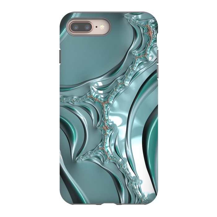 iPhone 7 plus StrongFit Shiny blue teal fractal 2 by Andrea Haase