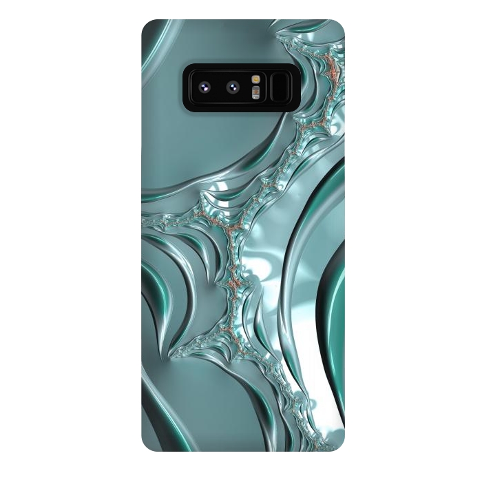 Galaxy Note 8 StrongFit Shiny blue teal fractal 2 by Andrea Haase