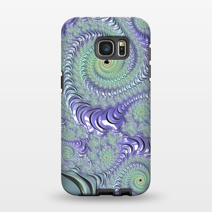 Galaxy S7 EDGE StrongFit Teal And Purple Fractal Design by Andrea Haase