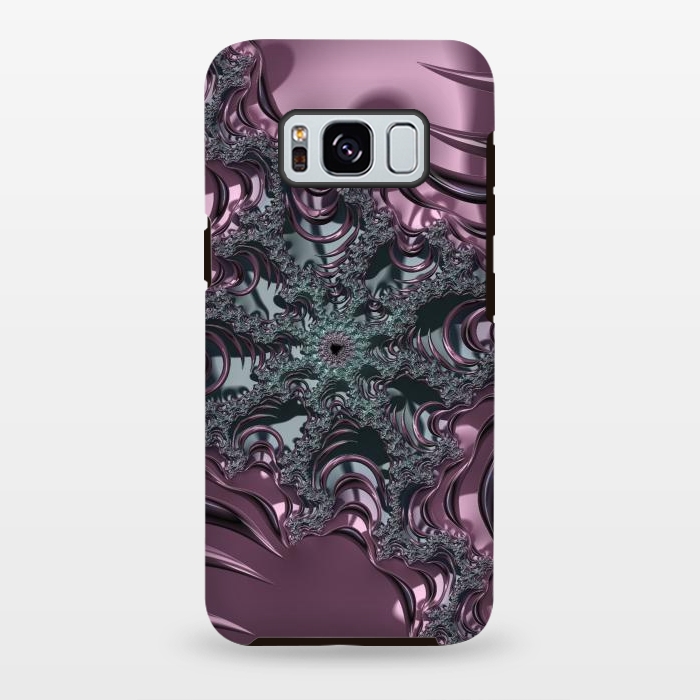 Galaxy S8 plus StrongFit Shiny Pink Green Fractal Design by Andrea Haase