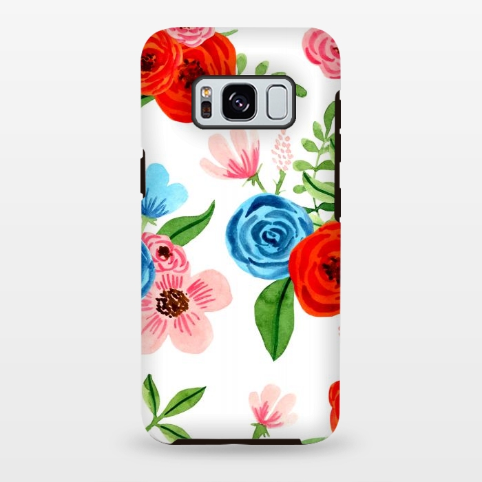 Galaxy S8 plus StrongFit White Ditsy Block Floral Garden Print by Becky Starsmore