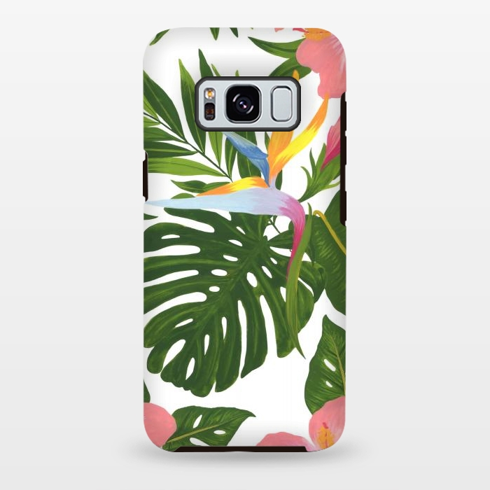 Galaxy S8 plus StrongFit Bird Of Paradise Jungle Floral Print by Becky Starsmore