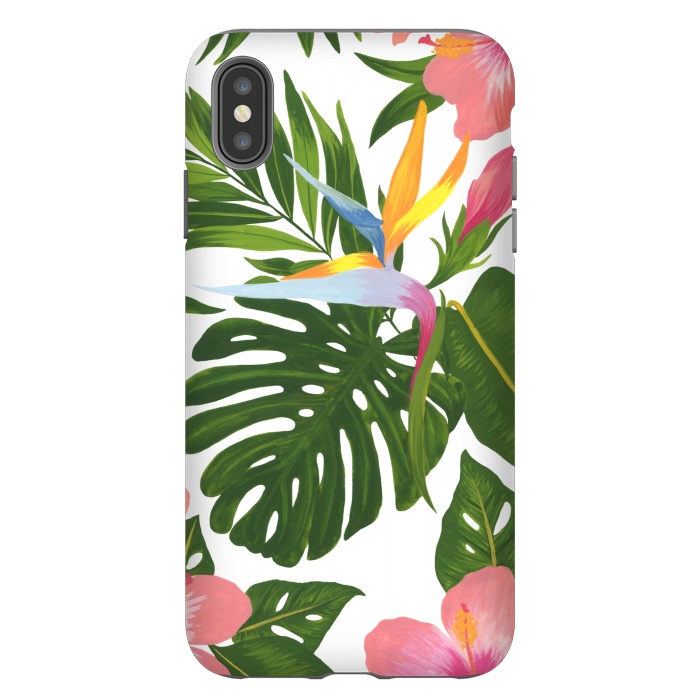 iPhone Xs Max StrongFit Bird Of Paradise Jungle Floral Print by Becky Starsmore
