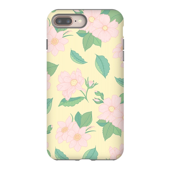 iPhone 7 plus StrongFit Yellow Pastel Floral Print by Becky Starsmore
