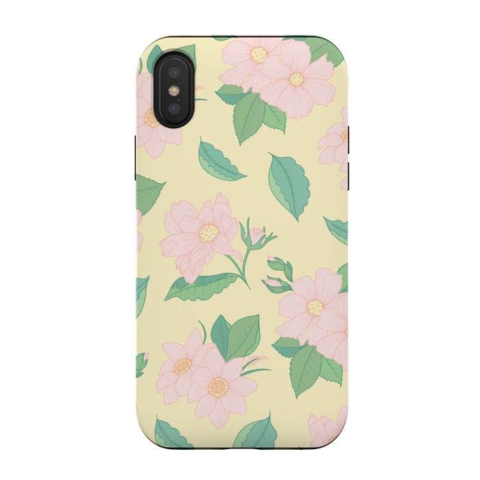 iPhone Xs / X StrongFit Yellow Pastel Floral Print by Becky Starsmore