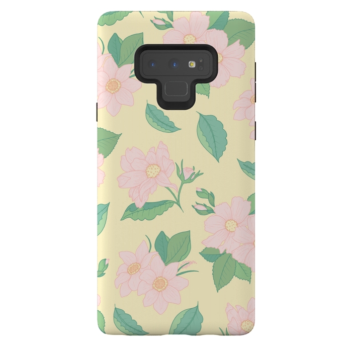 Galaxy Note 9 StrongFit Yellow Pastel Floral Print by Becky Starsmore