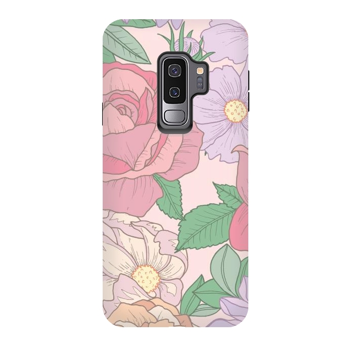 Galaxy S9 plus StrongFit Pink Summer Rose Floral Bouquet by Becky Starsmore